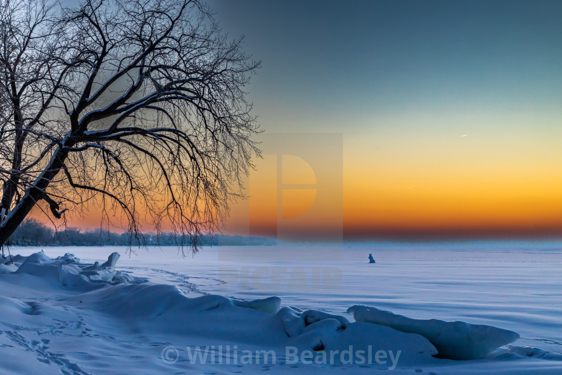 "Snowman Sunrise" stock image