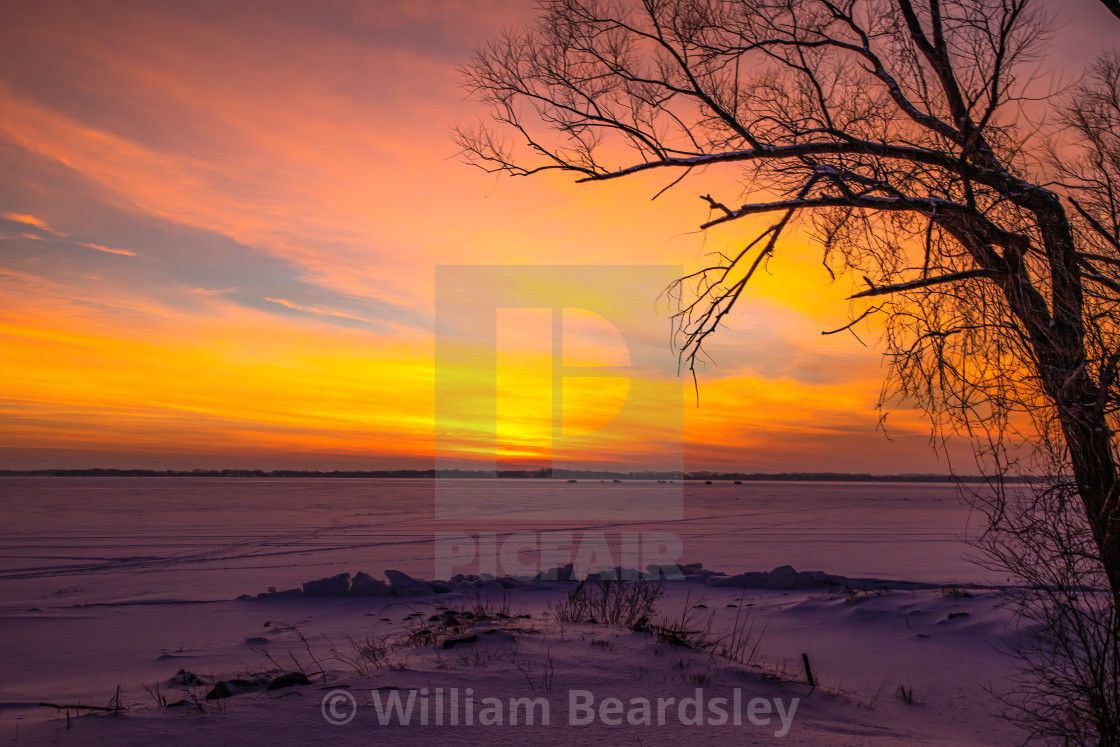 "Winter Buffalo Run Sunrise" stock image