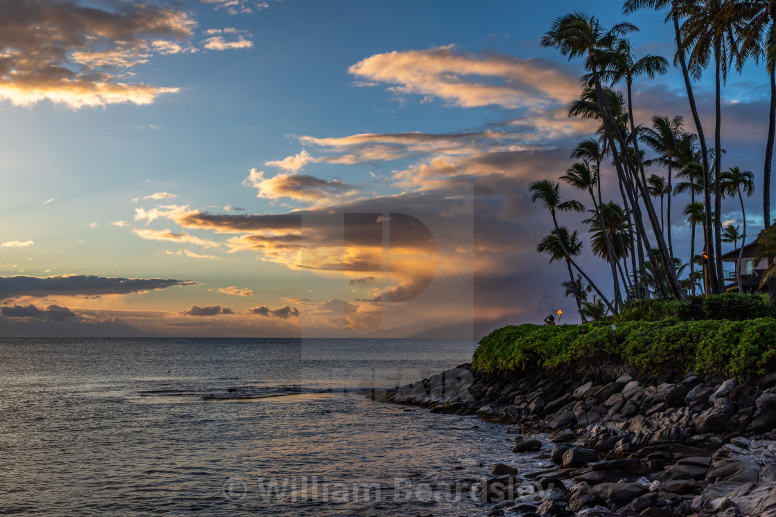 "Napili Bay Torch Lighting" stock image