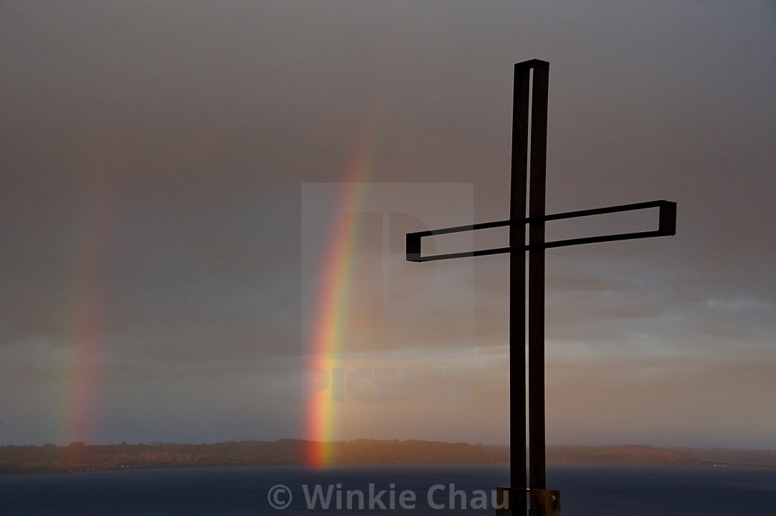 "Holy Cross and Double Rainbow" by Winkie Chau - $30.91 "Holy Cross and Double Rainbow" stock image