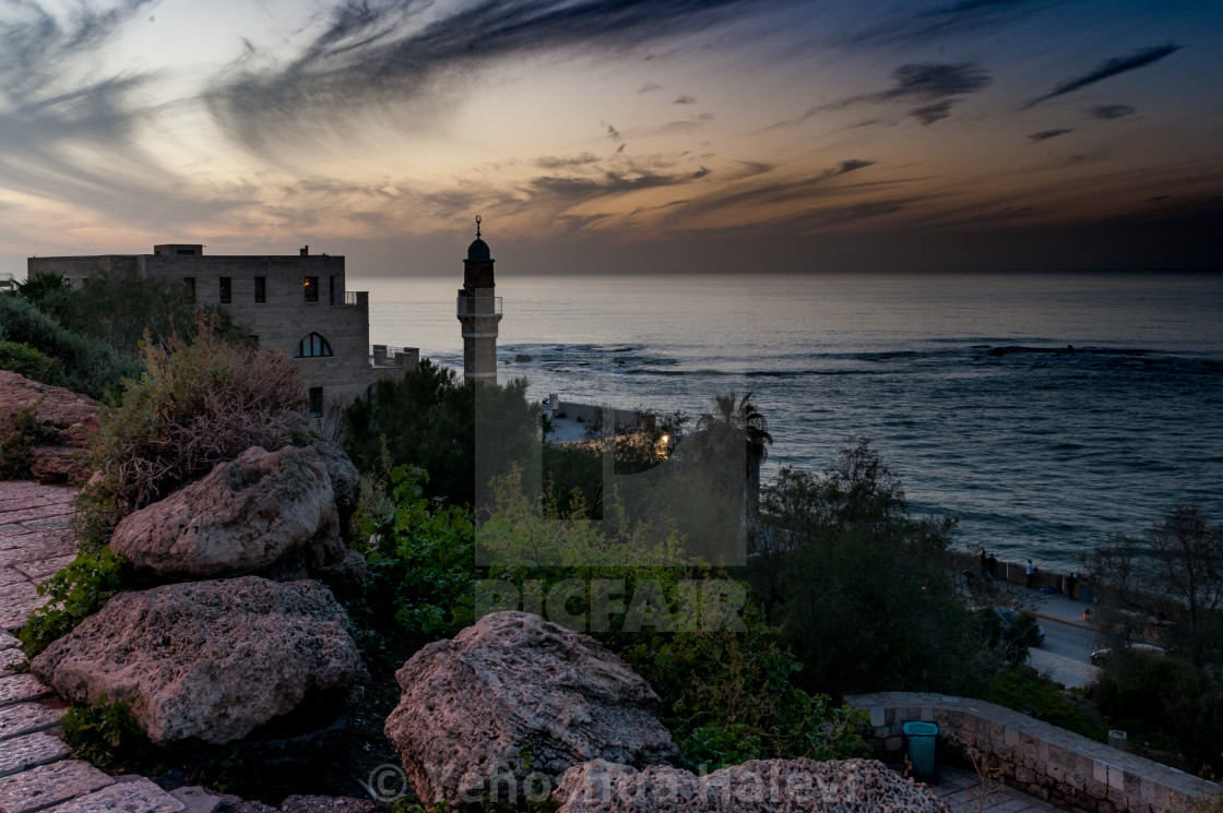 "Mosque minaret at sunset in Jaffa, Israel" by Yehoshua Halevi - $9.12 "Mosque minaret at sunset in Jaffa, Israel" stock image