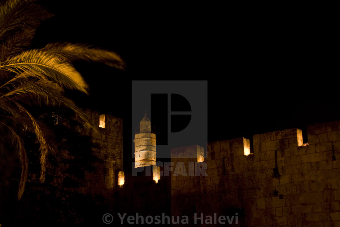 "Night view of the Old City of Jerusalem" by Yehoshua Halevi - $9.12 "Night view of the Old City of Jerusalem" stock image