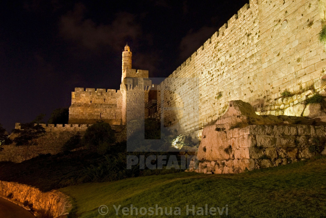 "Night view of Jerusalem's Tower of David" by Yehoshua Halevi - $9.12 "Night view of Jerusalem's Tower of David" stock image