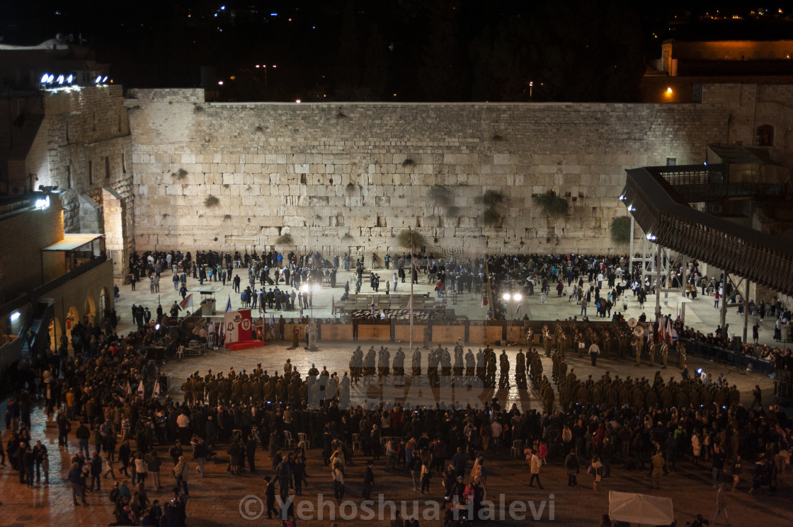 "Israeli army ceremony at the Western Wall" by Yehoshua Halevi - $9.14 "Israeli army ceremony at the Western Wall" stock image