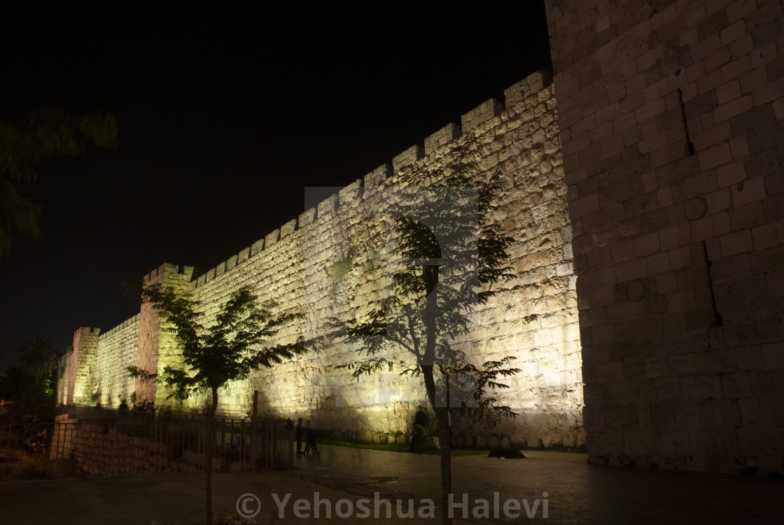 "Night view of the walls of Jerusalem" by Yehoshua Halevi - $9.14 "Night view of the walls of Jerusalem" stock image