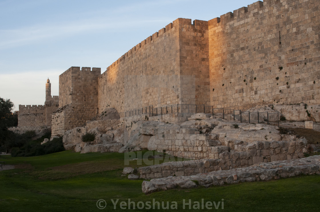 "Golden light on the walls of Jerusalem" by Yehoshua Halevi - $9.12 "Golden light on the walls of Jerusalem" stock image