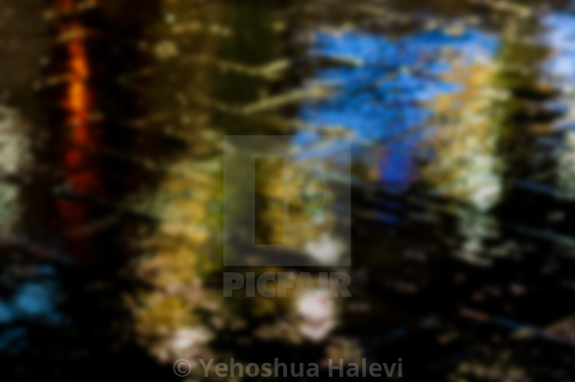 "Bright colored lights on wet pavement" by Yehoshua Halevi - $4.90 "Bright colored lights on wet pavement" stock image