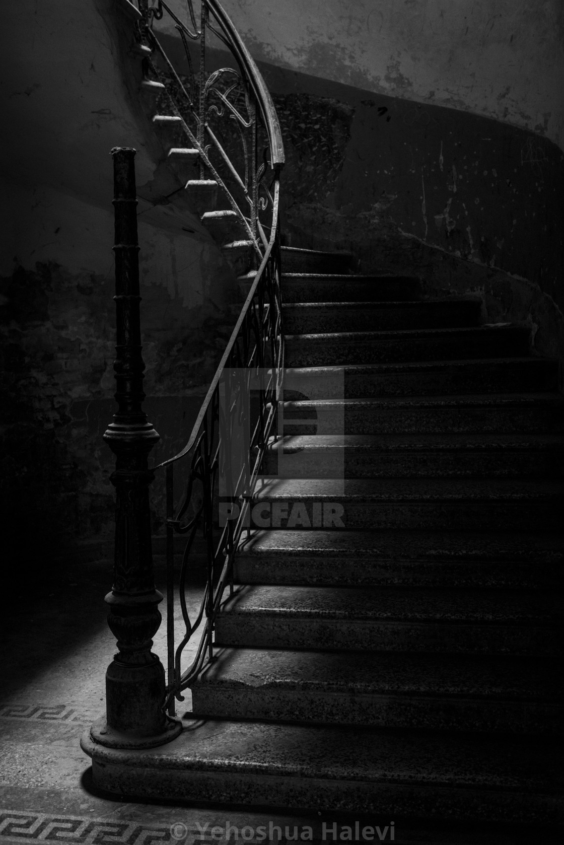"Light and shadow on a curving stairway in a dilapidated building in the Old Town of Tbilisi, Georgia." by Yehoshua Halevi - $6.09 "Light and shadow on a curving stairway in a dilapidated building in the Old Town of Tbilisi, Georgia." stock image