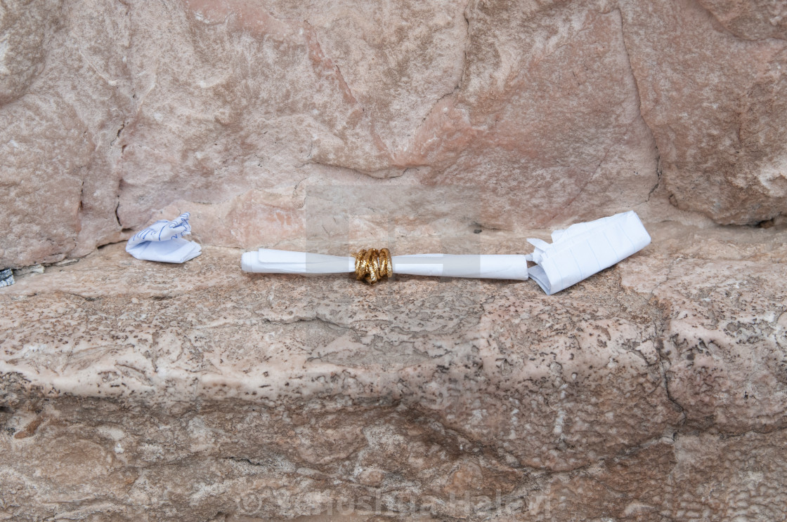 "A prayer note or "kvittel" wrapped in a gold band and resting on an outcrop of the Western Wall in Jerusalem." by Yehoshua Halevi - $6.09 "A prayer note or "kvittel" wrapped in a gold band and resting on an outcrop of the Western Wall in Jerusalem." stock image