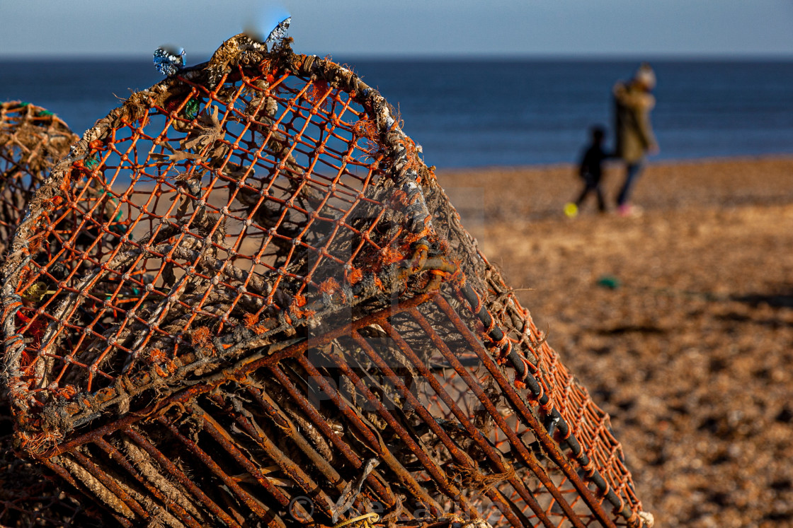 "Crab pots on the beach" by Yve Lavine - £12.40 "Crab pots on the beach" stock image