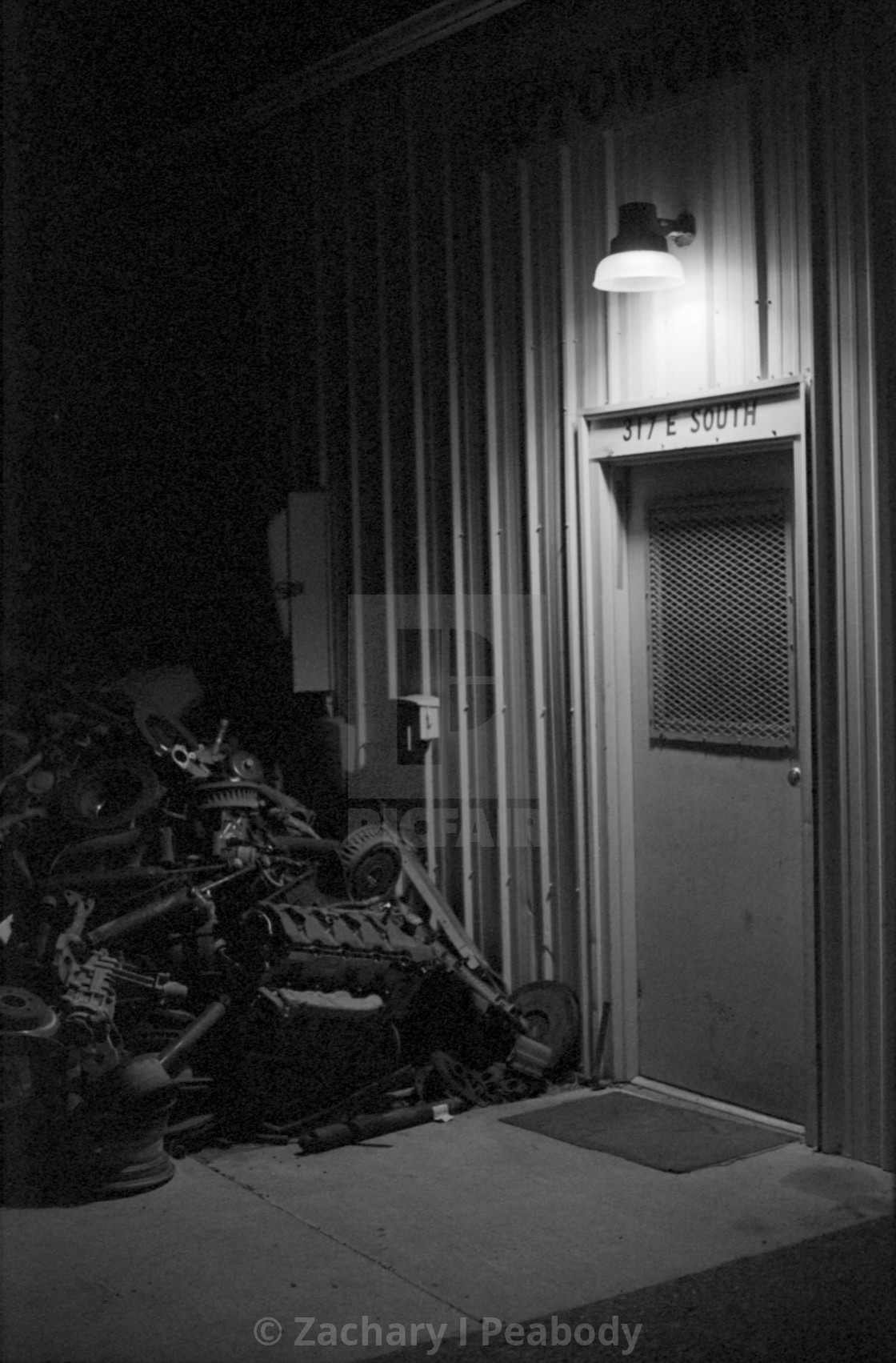 "Mechanic's Door B&W Version" by Zachary I Peabody - £12.40 "Mechanic's Door B&W Version" stock image
