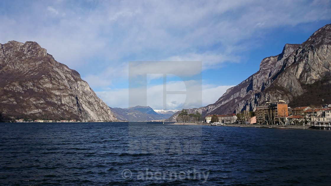 "Lake Como and mountains" stock image