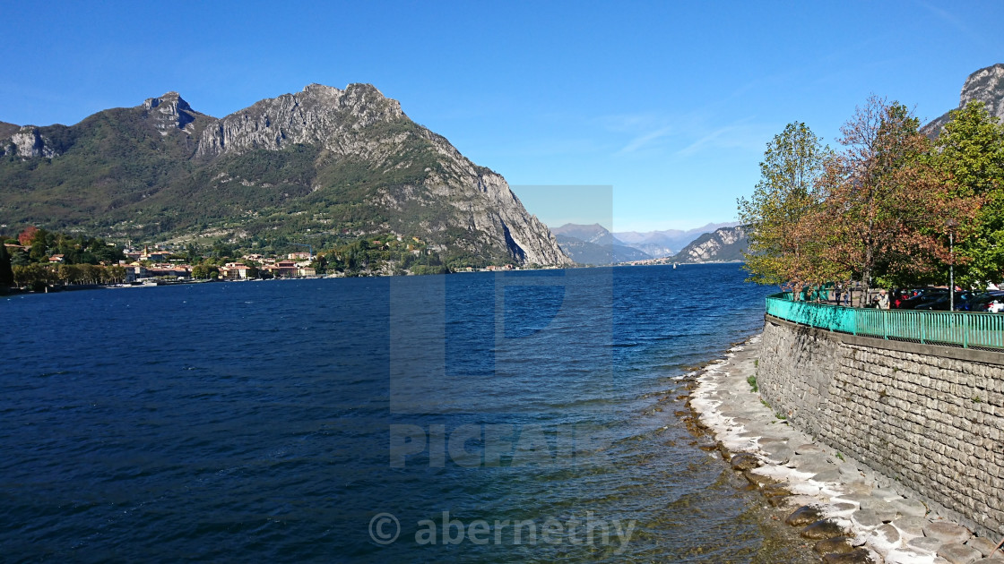 "Lecco Lake Como at Adda River" stock image