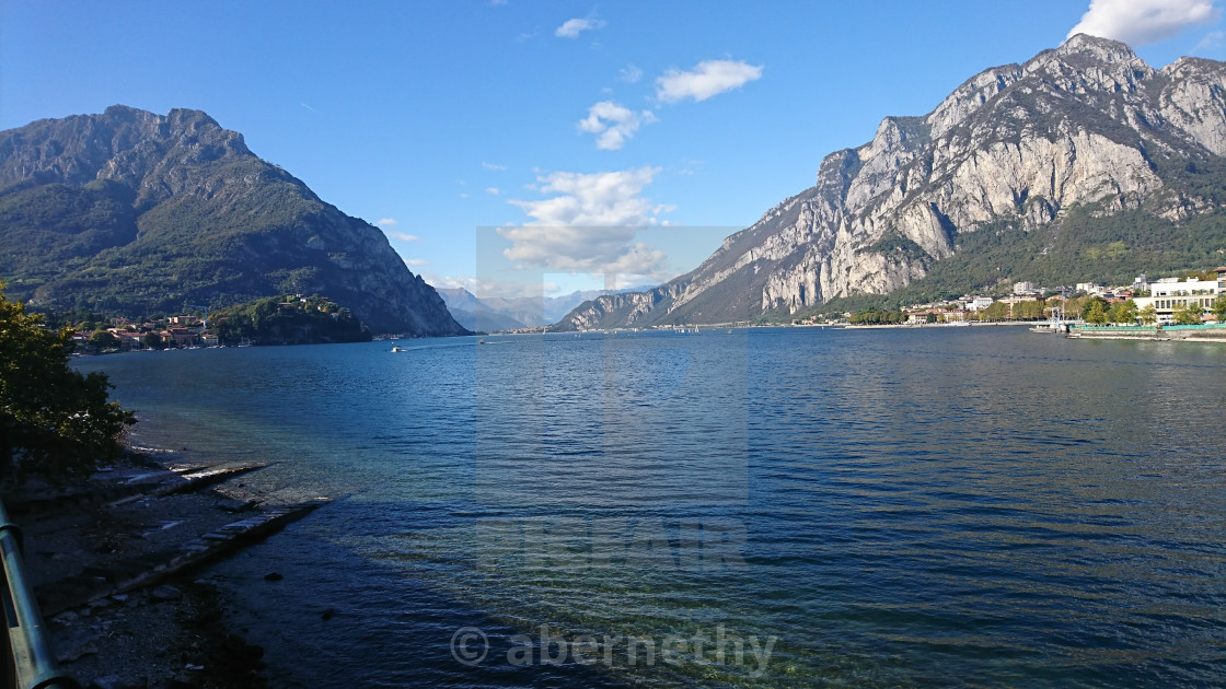 "Lecco Lake Como at Adda River" stock image