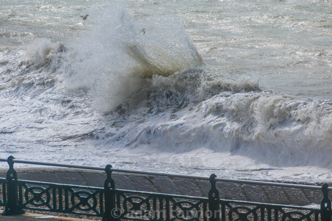 "Crazy waves along the Brighton Promenande" stock image