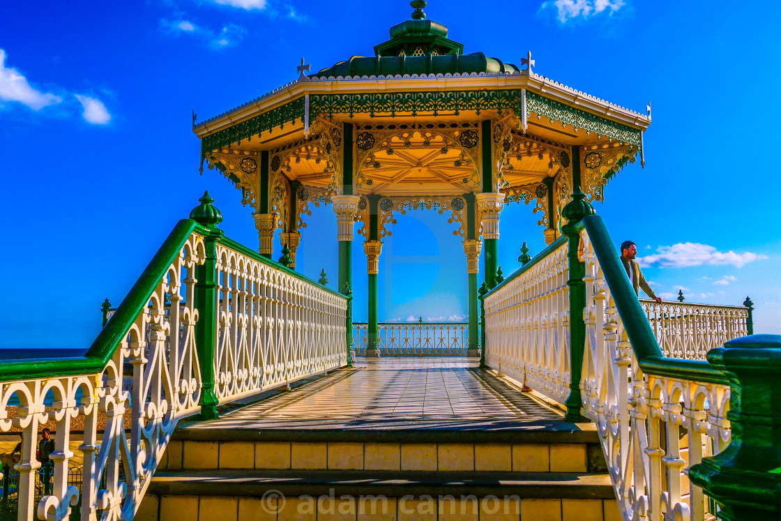 "Looking straight up the Brighton Bandstand" stock image