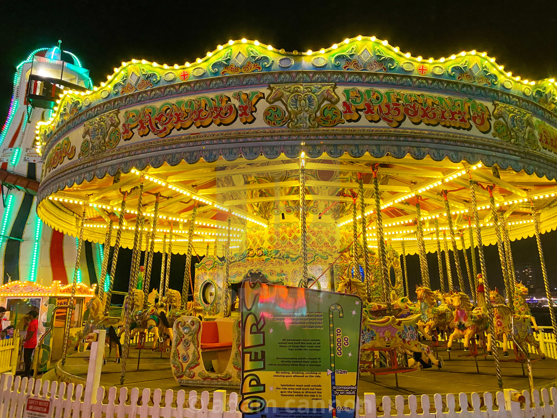 "The Brighton Merry-go-round at night" stock image