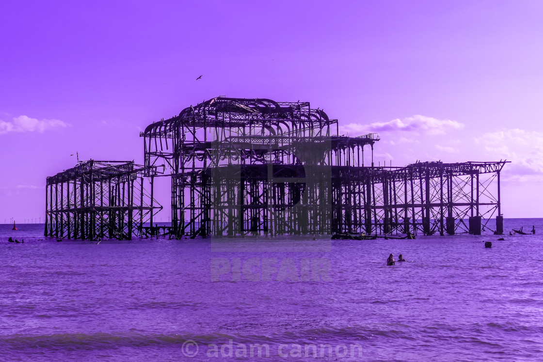 "West Pier in purple" stock image