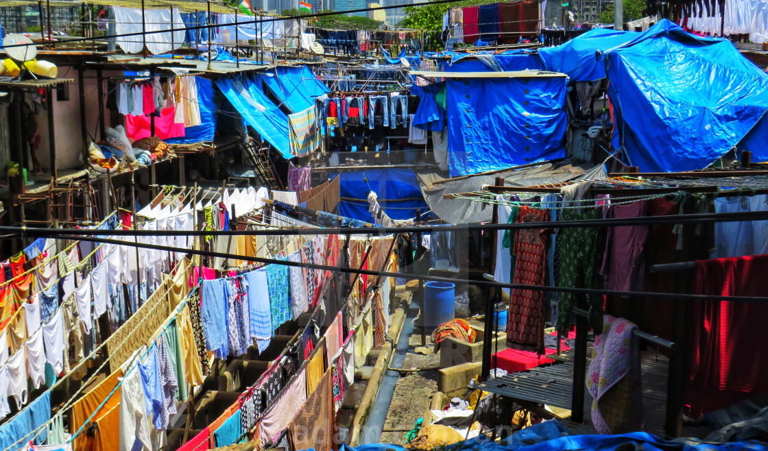 "The Dhobi Gats in Mumbai, the world’s biggest open-air laundry" stock image