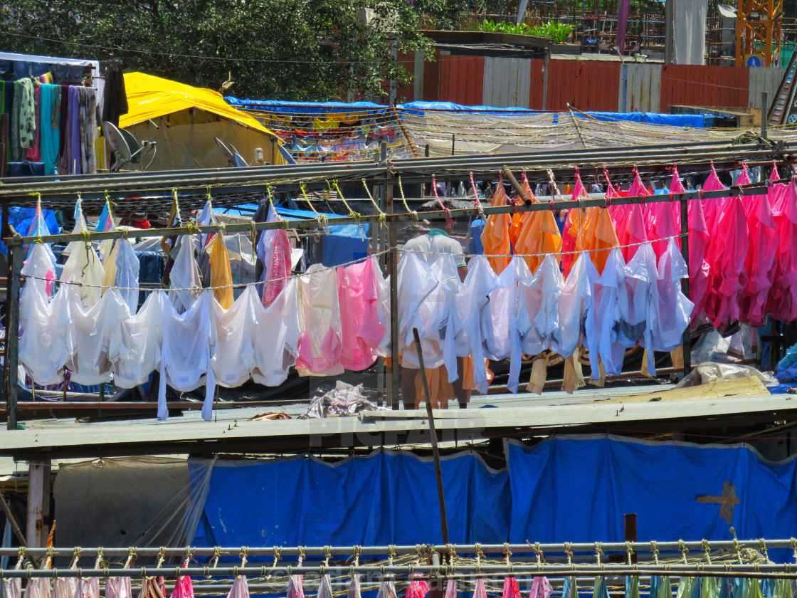 "colours of the open air laundry - Dhobi Ghat" stock image