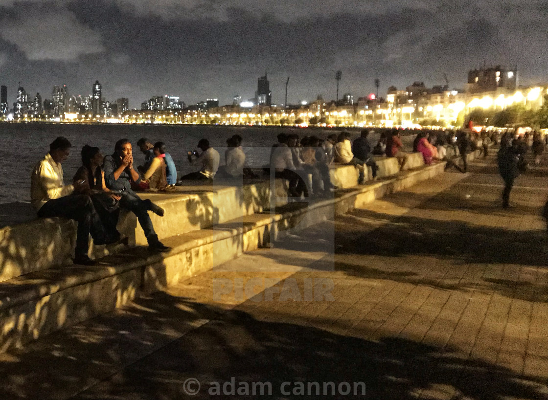 "Marine Drive, Mumbai at night" stock image