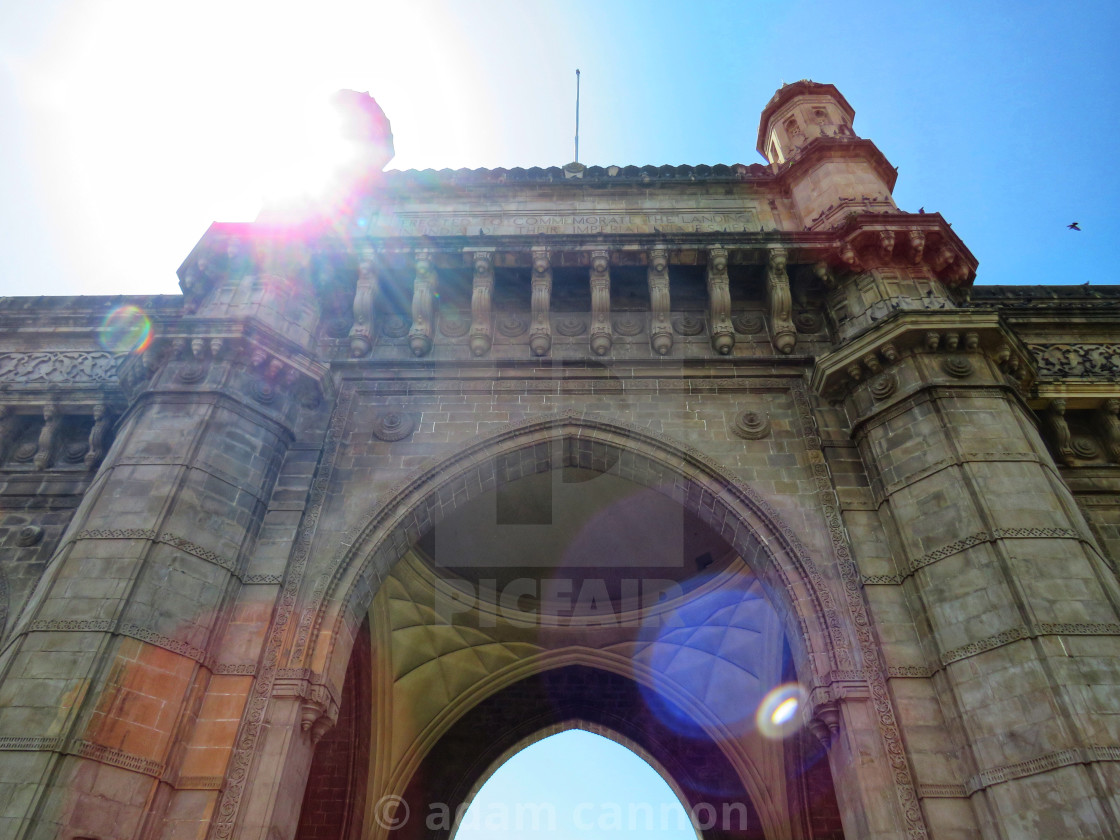 "sunlight on the gateway of india" stock image