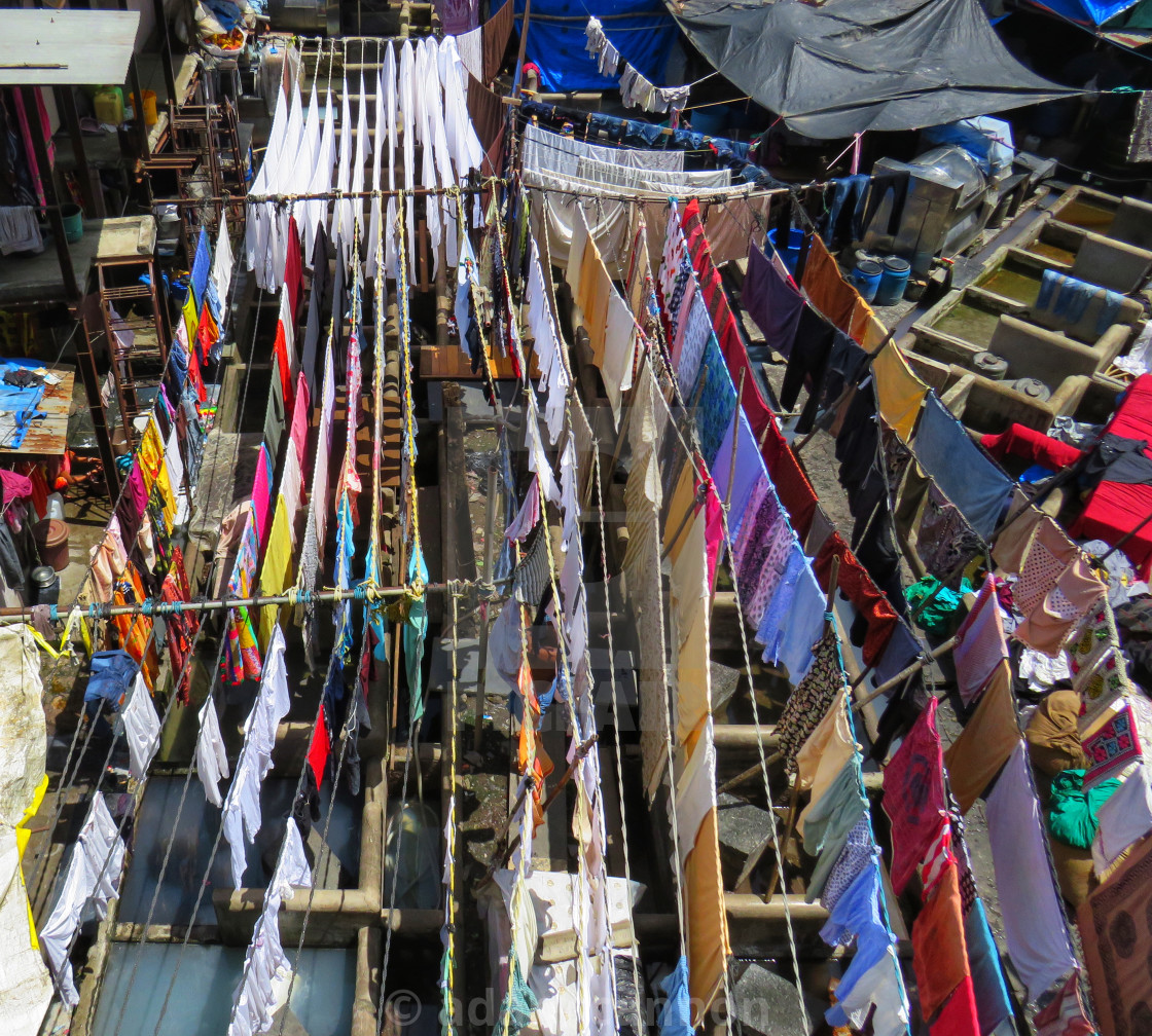 "The Dhobi Gats in Mumbai, the world’s biggest open-air laundry" stock image