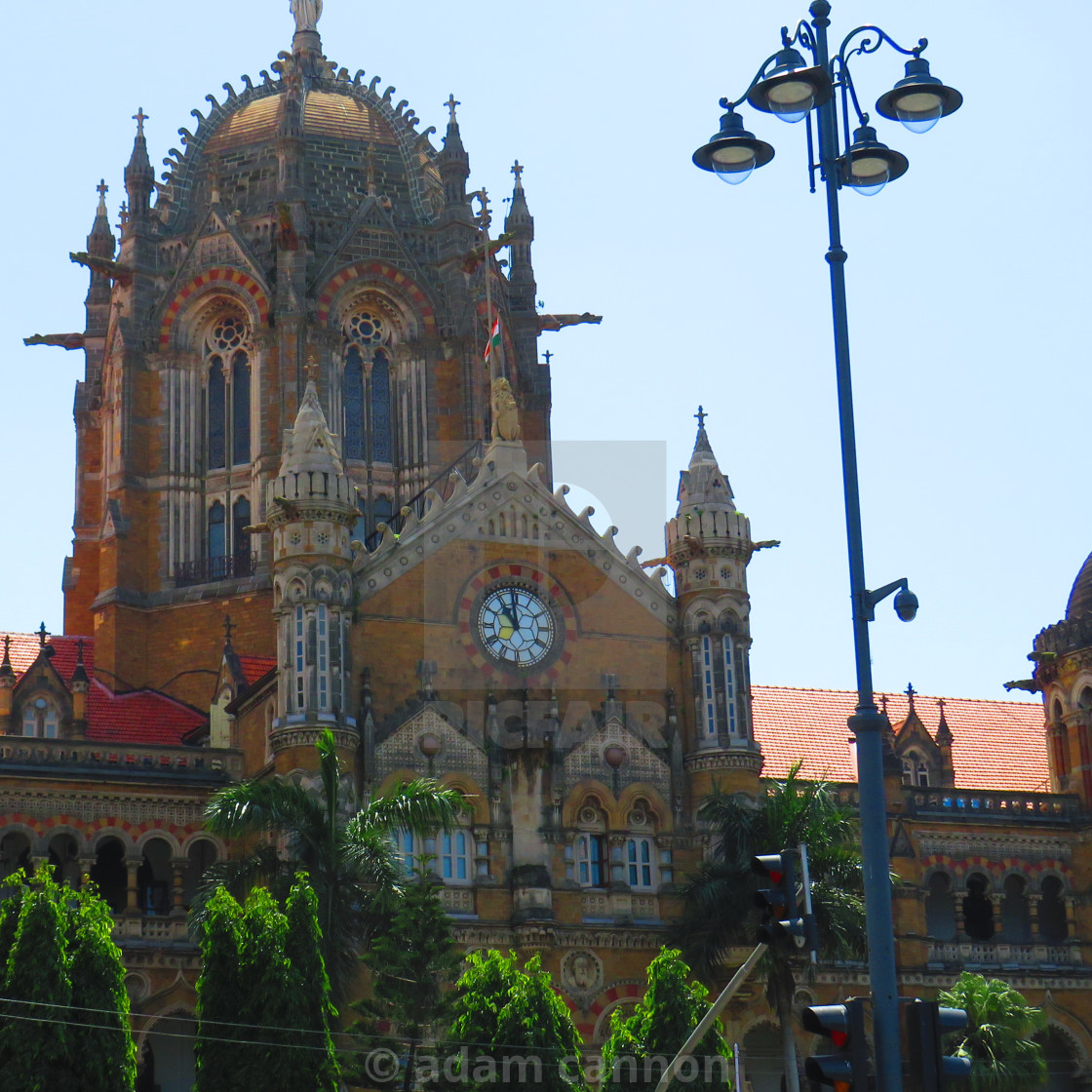 "The front façade of the Mumbai train station" stock image