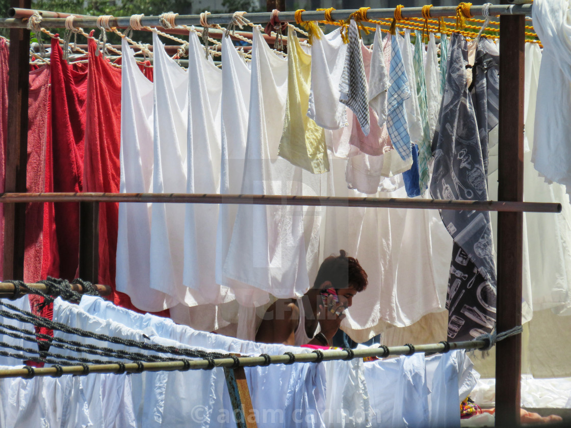 "Working in the Dhobi Gats, the open air laundry in Mumbai" stock image