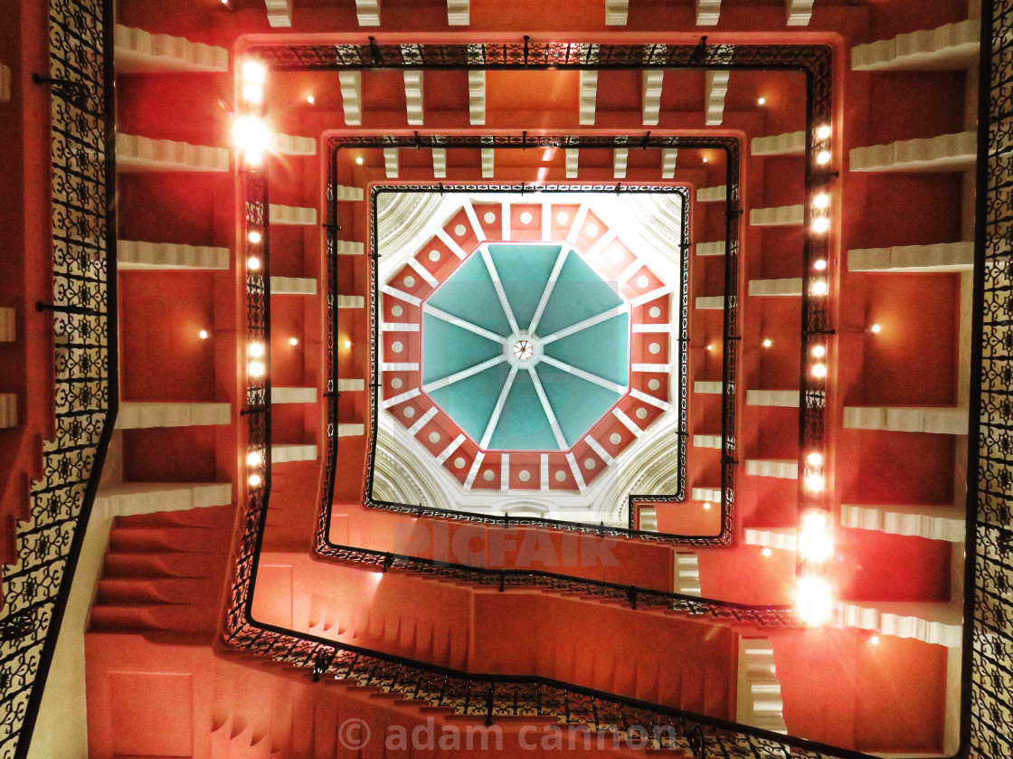 "The staircase at the Taj Hotel, Mumbai" stock image