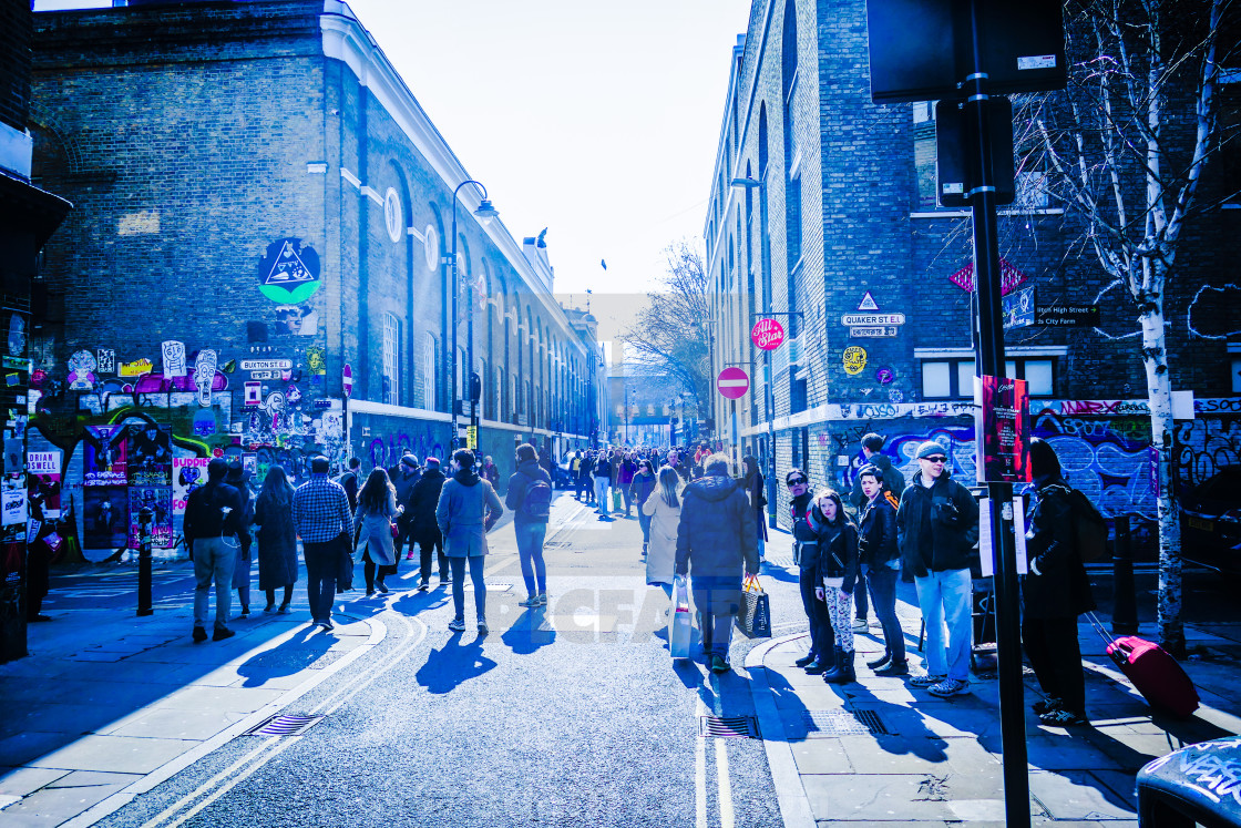 "shopping on brick lane" stock image