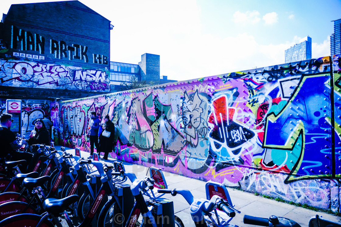 "brick lane wall art" stock image