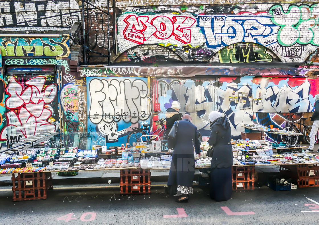 "East End market shopping" stock image