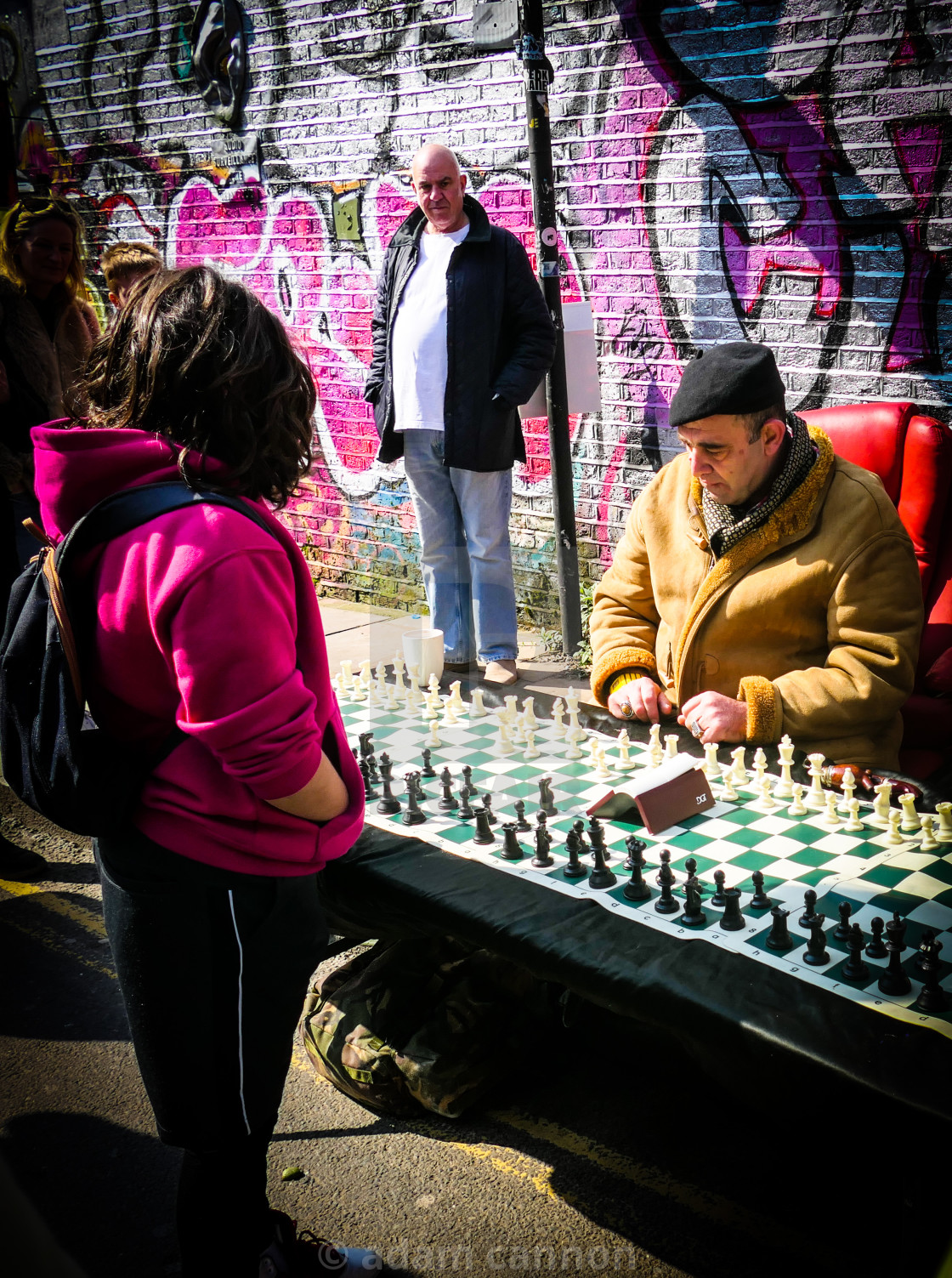 "Playing chess on brick lane" stock image