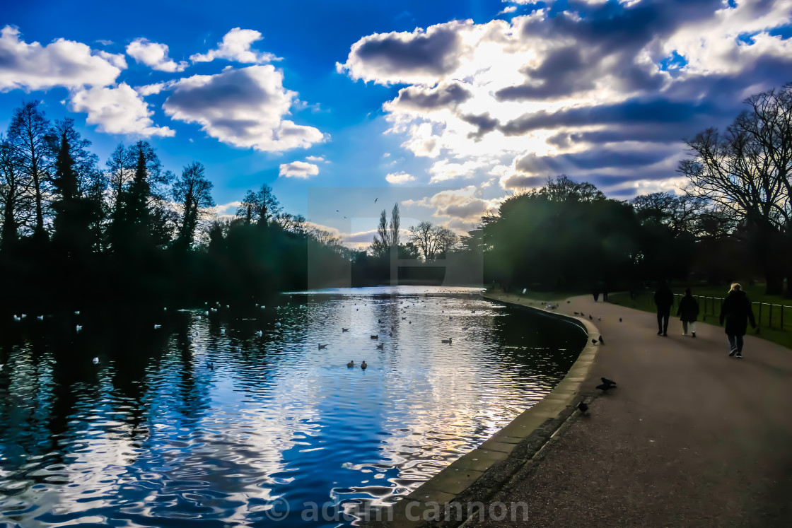 "Lake colours and reflections in Osterley Lake" stock image