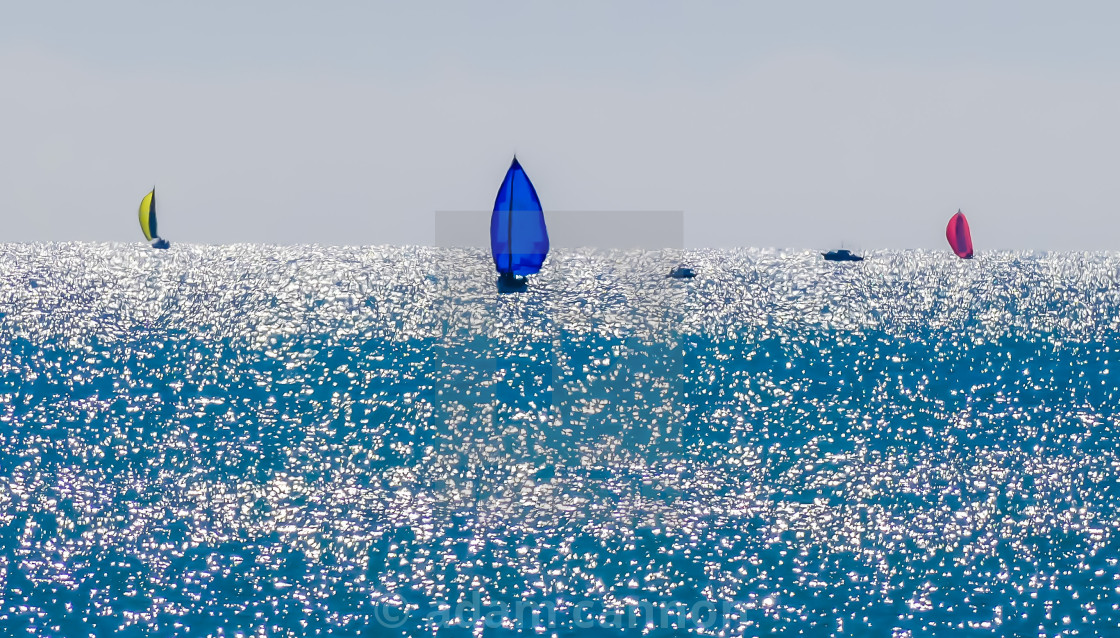 "Sailing along the coast in Brighton" stock image