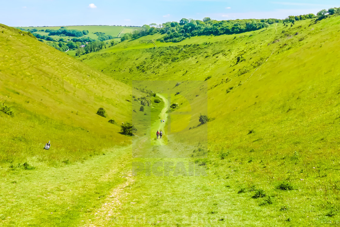 "The view down Devils Dyke, Sussex" stock image