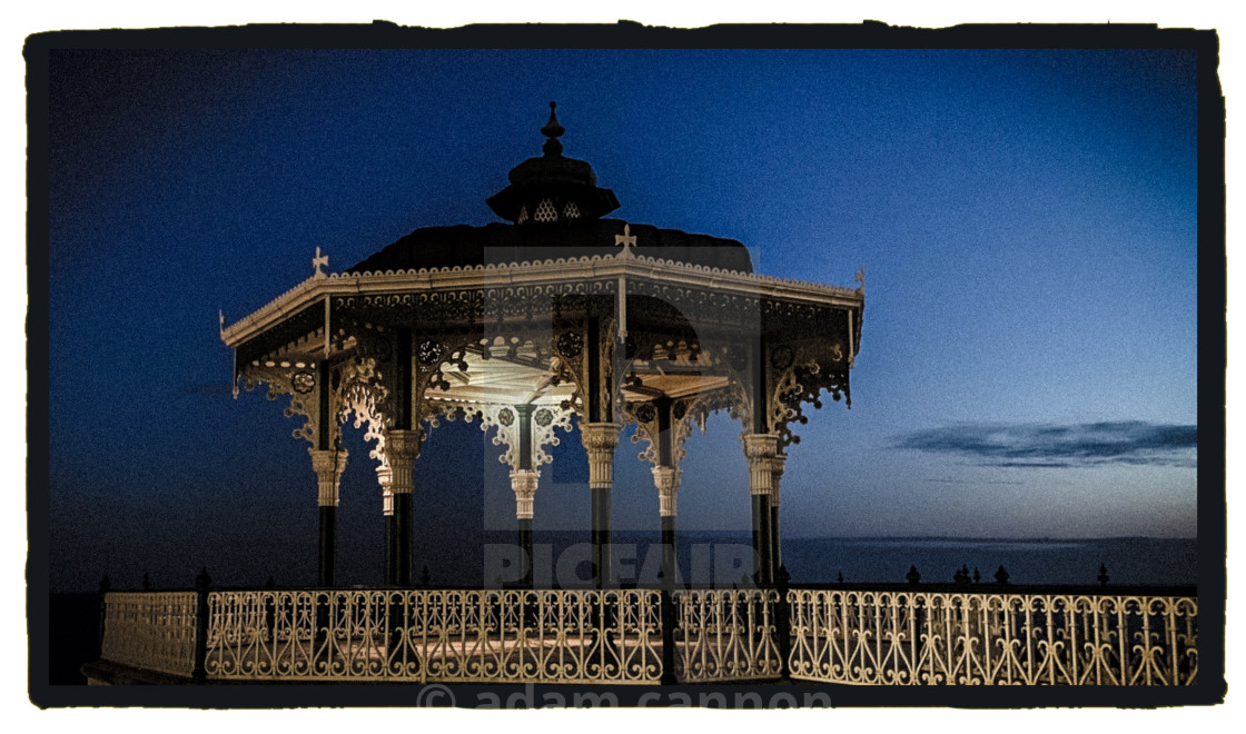 "The Brighton bandstand at night" stock image