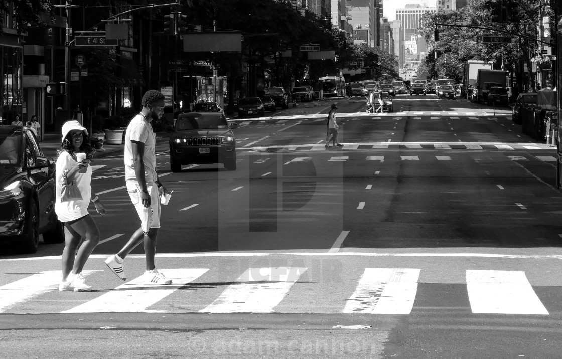 "Crossing 2nd avenue in black and white" stock image