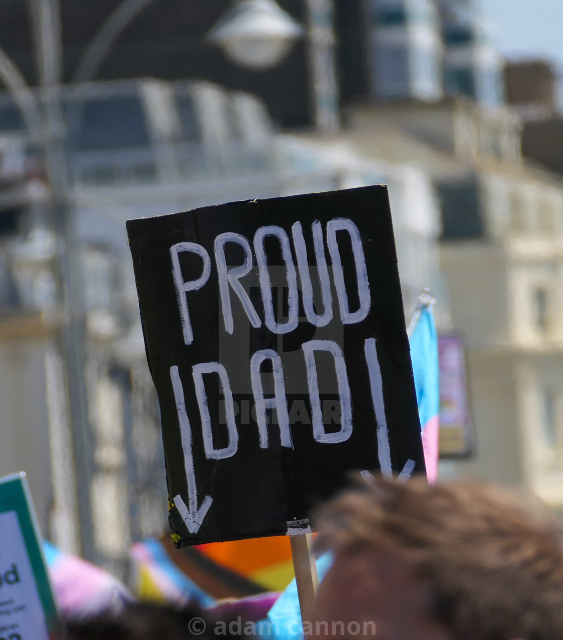 "Proud dad sign at Trans Pride" stock image