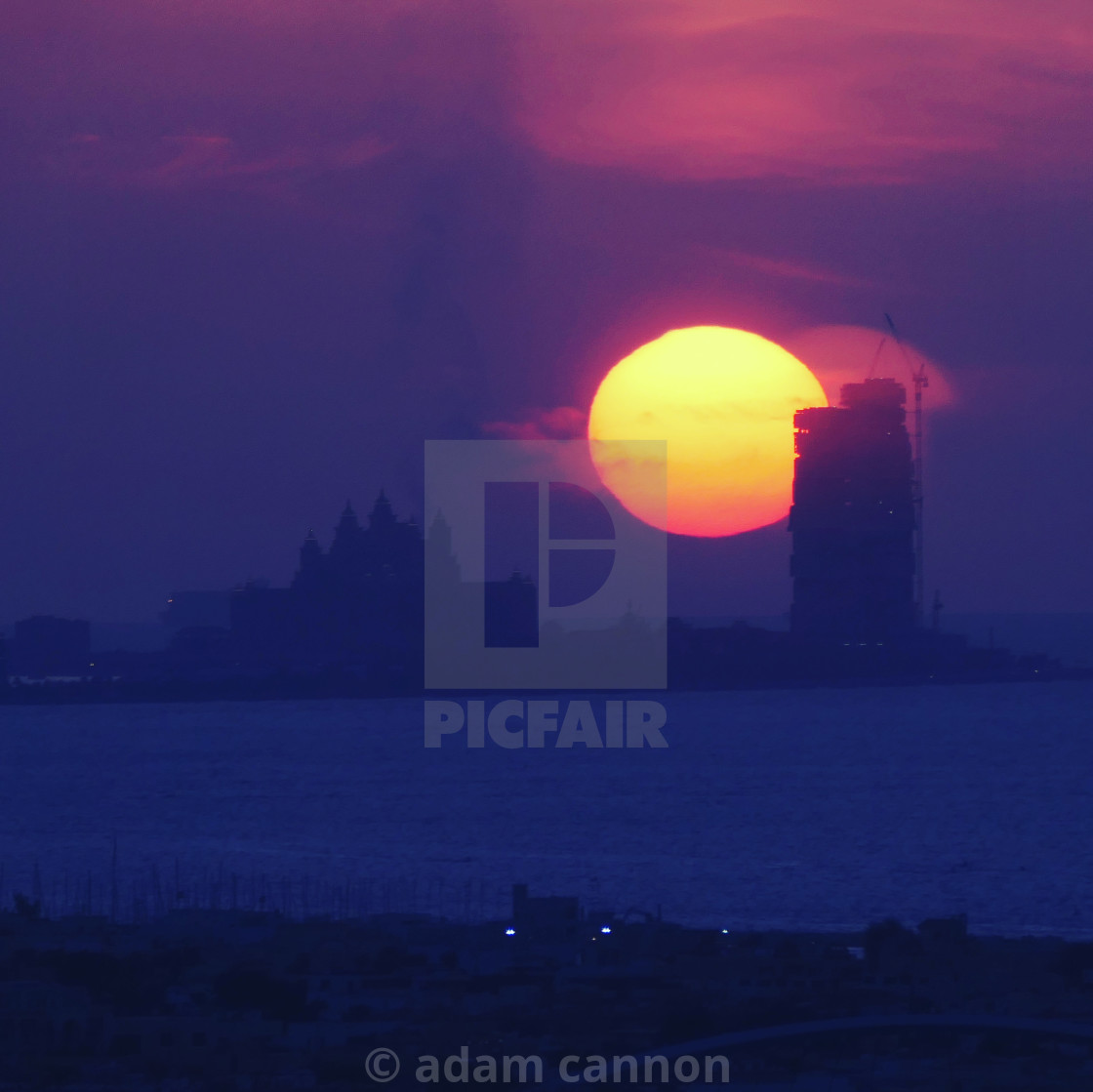 "A palm sunset over the Atlantis" stock image