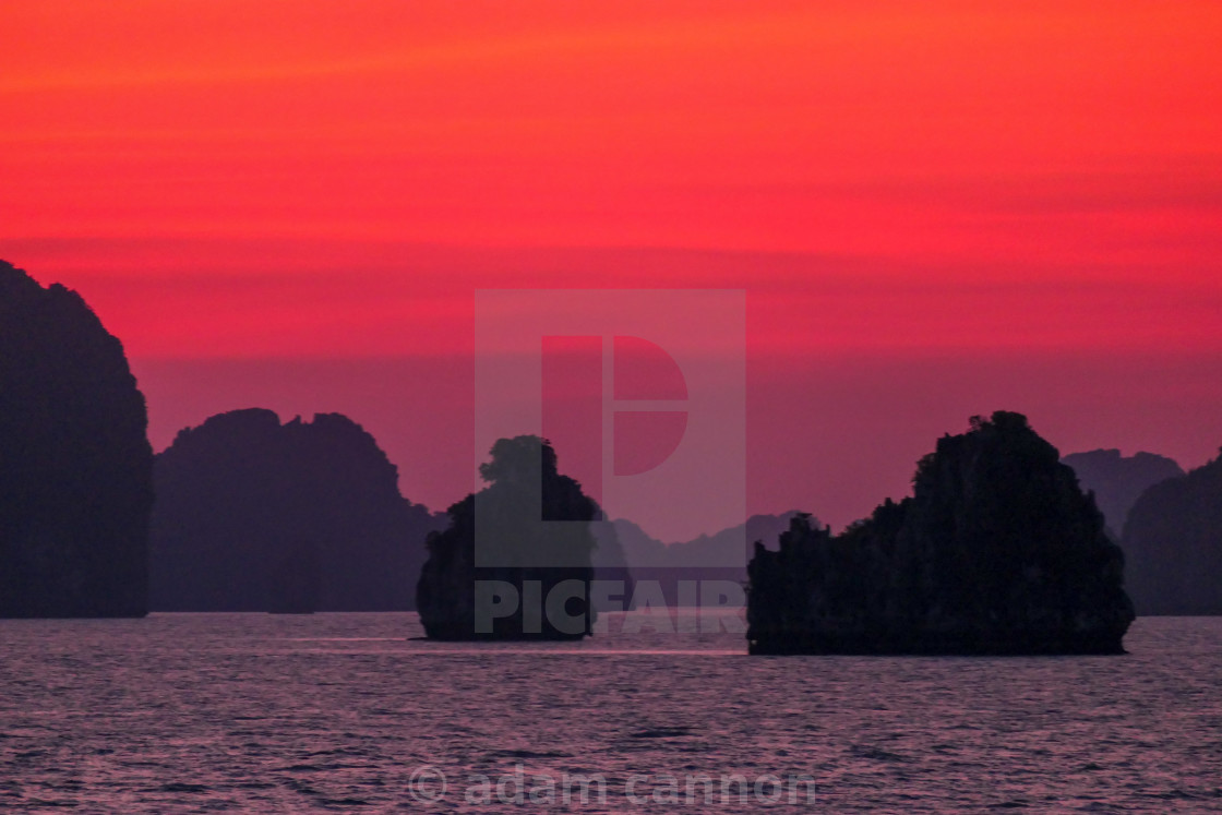 "The light after sunset in Halong Bay" stock image