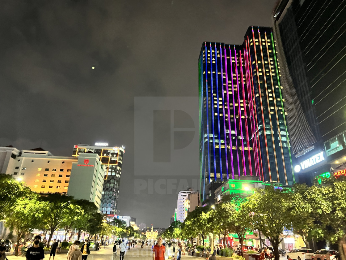 "Nguyen Hue at night" stock image