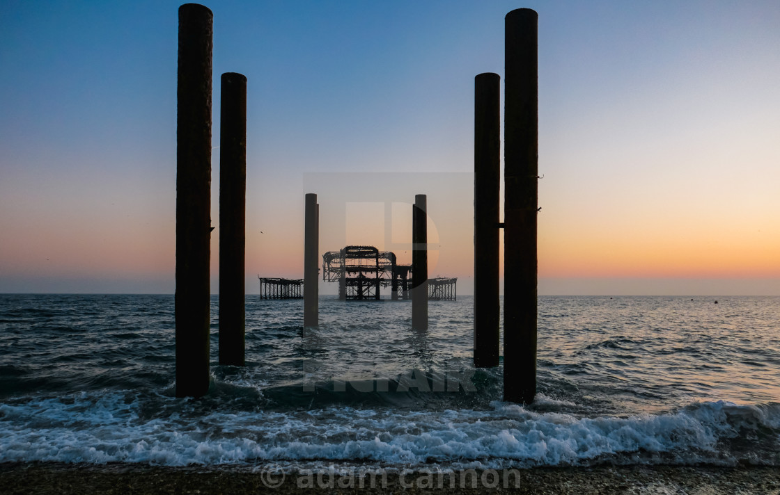 "Brighton West Pier at Sunset" stock image