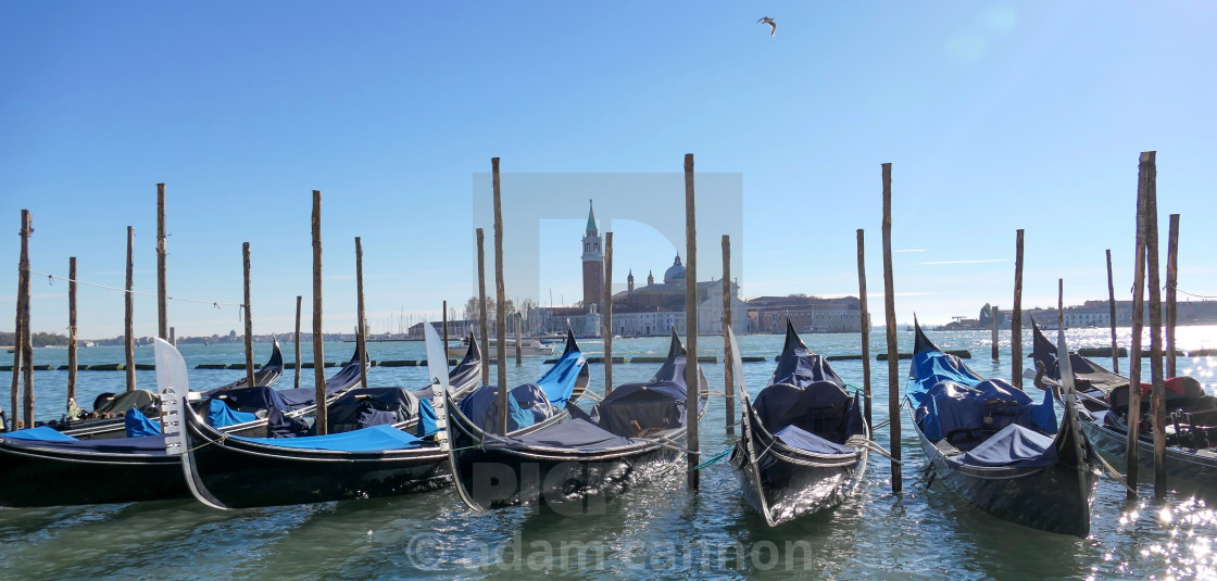 "Gondola's and the Church of San Giorgio Maggiore" stock image