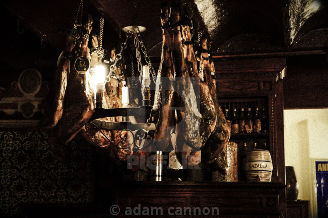 "legs of Ham hanging in El Rinconcillo" stock image