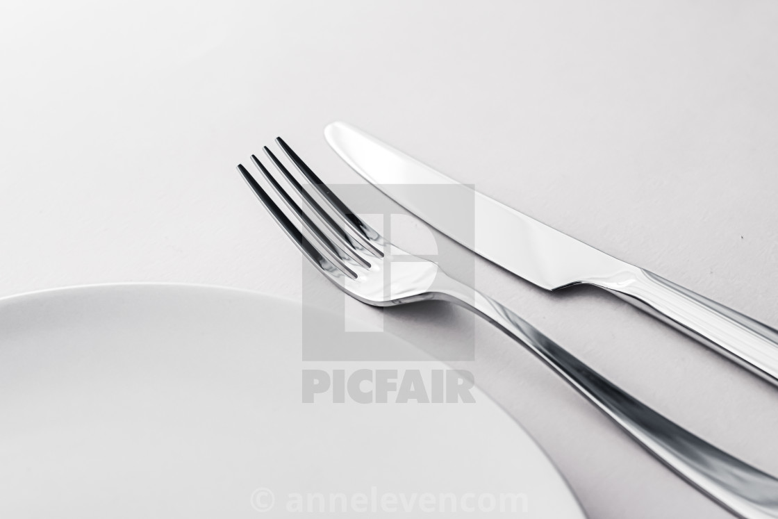 Download Empty Plate And Cutlery As Mockup Set On White Background Top Tableware For License Download Or Print For 2 48 Photos Picfair