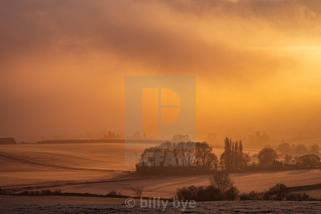 "misty sunset" stock image