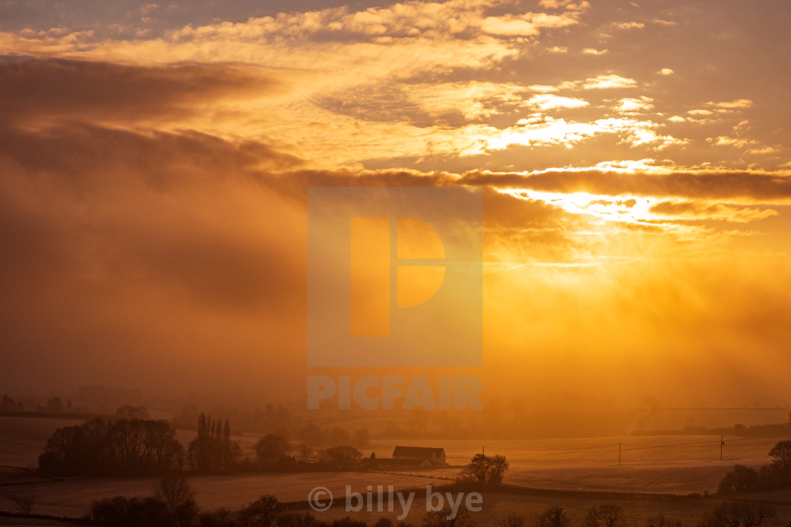 "misty sunset" stock image