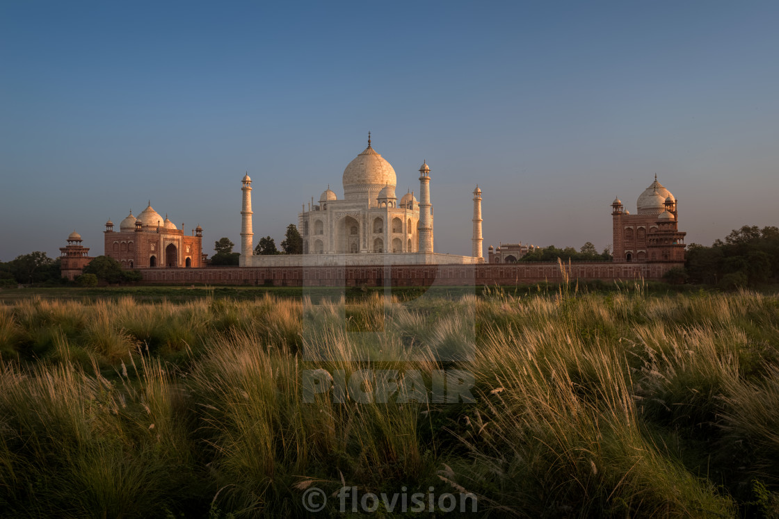 "Taj Mahal at sunset, India" stock image